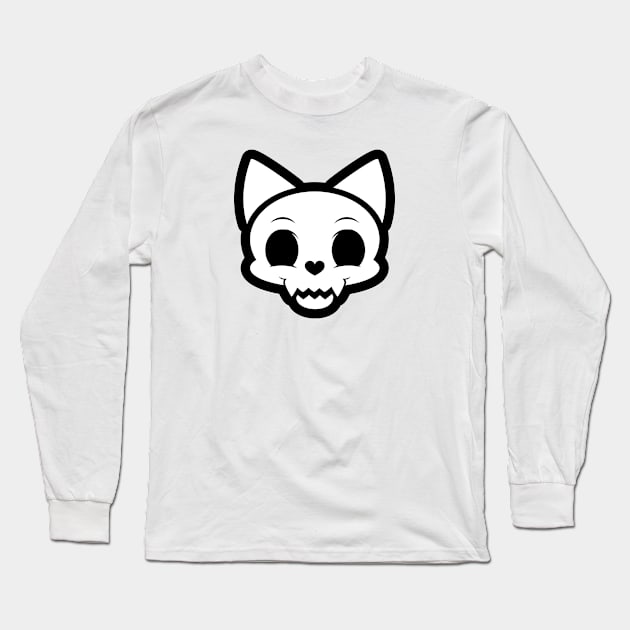 Skull Kitty - White Long Sleeve T-Shirt by Anrego